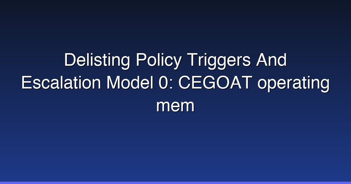 Delisting Policy Triggers And Escalation Model 0: CEGOAT operating mem