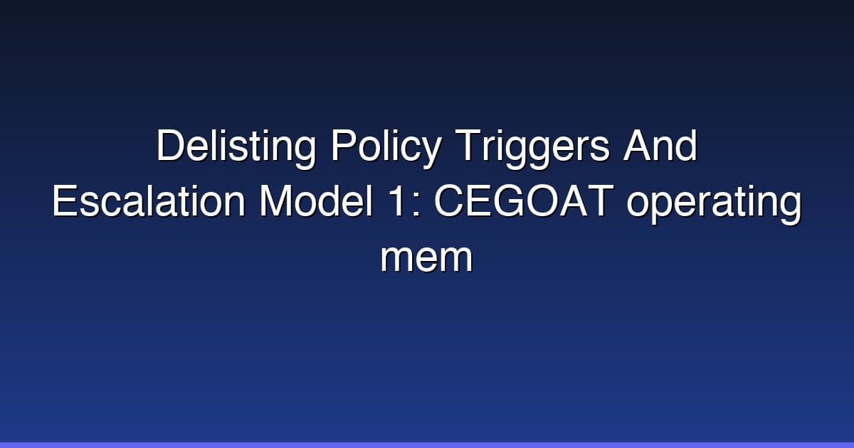 Delisting Policy Triggers And Escalation Model 1: CEGOAT operating mem